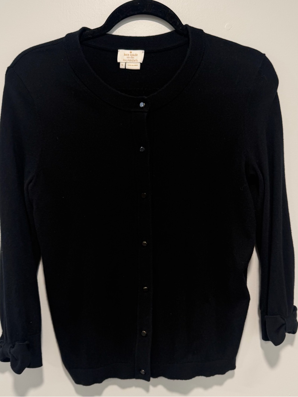 Kate Spade New York Black Cashmere Blend Button-Front Cardigan Women’s Size S